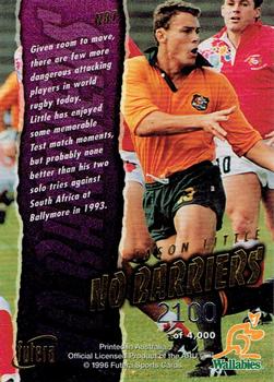 1996 Futera Rugby Union - No Barriers #NB1 Jason Little Back